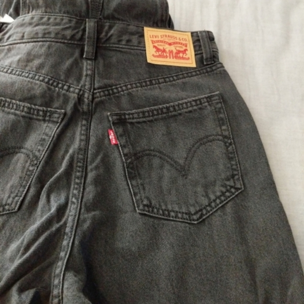 Levi's Taper Overalls Faded Vintage Black Denim Jumpsuit 90s Jeans Pants - Picture 8 of 8